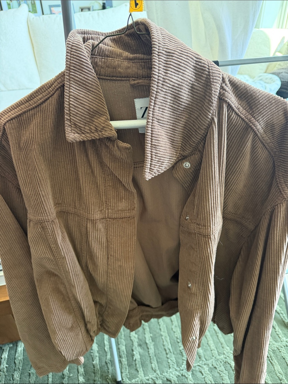 Corduroy Button-Front Jacket in Brown